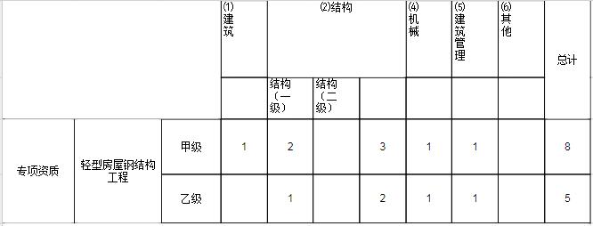 行業(yè)工程設(shè)計(jì)主要專業(yè)技術(shù)人員配備表