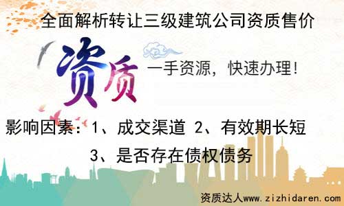 轉讓三級資質建筑公司售價值多少錢,公司想要轉讓一家具備三級資質的建筑公司，首先需要了解在收購的地區三級建筑公司售價多少錢，經過多番對比和調查，才能最終選定合適的賣家，找專業的代辦公司為你服務，效果更佳。